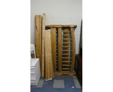 A Pine Double Bed Frame and a Pine Framed Print 