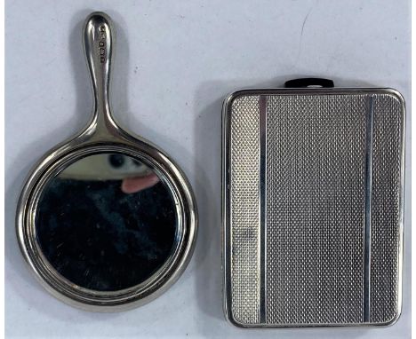 An Art Deco silver compact, Birmingham 1925; an enamelled purse mirror 