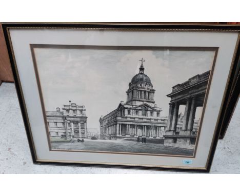 Randolf Schwabe 1885 - 1948: View of the Royal Naval College, lithograph framed, 43 x 59cm
