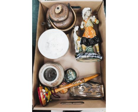 An oriental copper teapot and a selection of similar items 