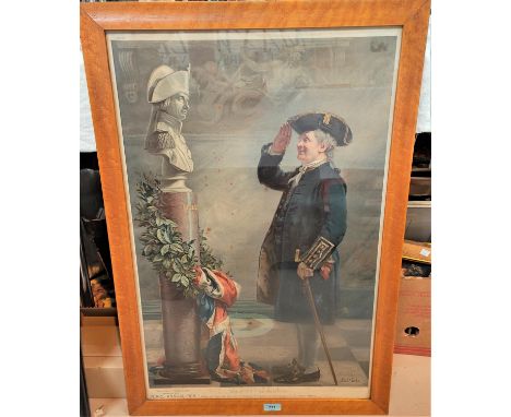 PEARS PRINT, chromolithograph, 1905, "Saluting the Admiral", 75 x 48 cm, framed 
