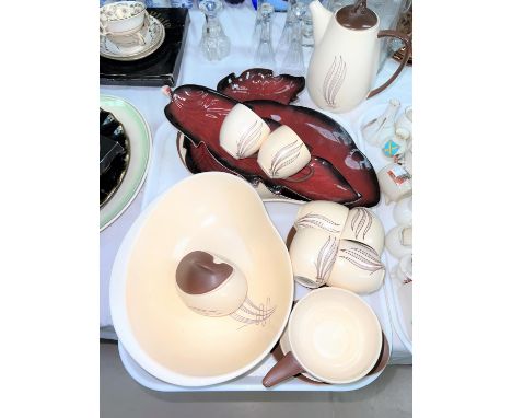 A c 1960's Carltonware beige and brown coffee set and 3 pieces of Carlton Rouge Royale 