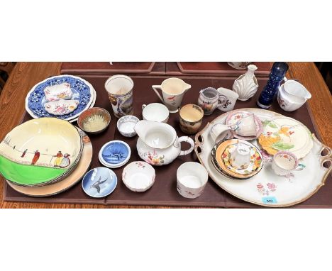 A small set of Royal Crown Derby Roses; Masons coffee cups + saucers, other decorative ceramics, Royal Doulton etc. 
