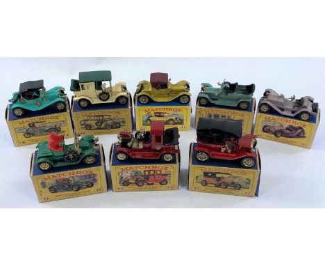 Vintage Matchbox models of Yesteryear boxed Y-1, Y2, Y3, Y6, Y7, Y11, Y14, Y15 