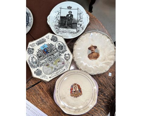 A selection of 19th century commemorative plates:&nbsp; Gladstone; Disraeli; Baden-Powell; etc. (some a.f.) 