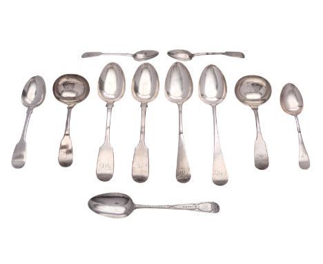 A pair of George III silver tablespoons by Samuel Godbehere, Edward Wigan & James Boult, London 1812; a pair of Fiddle patter