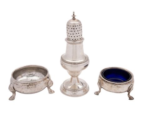 A George III silver caster by Peter & Ann Bateman (over-struck by that of George Gray), London 1791, ogee baluster with a tur