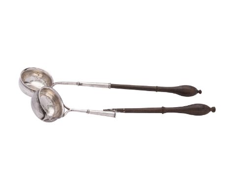 A George III silver punch ladle, marks worn, London 1776; and another, marks rubbed, 110g (3.5oz) gross, (2)