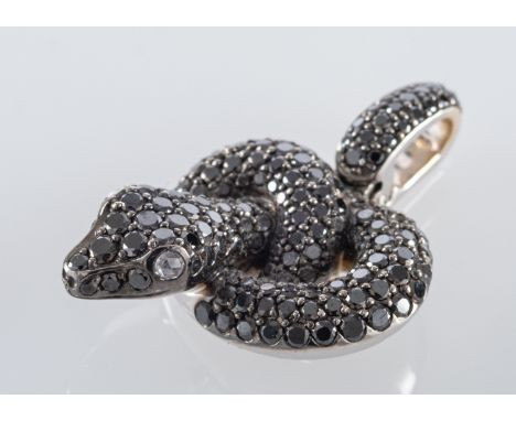 A serpent pendant, set with black diamonds, from the 'Protector collection' designed by Angelina Jolie and Brad Pitt in colla