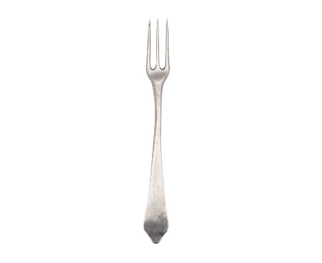 A George I English provincial silver Dog Nose pattern sweetmeat or small dessert fork by Edmond Richards (maker's mark only),