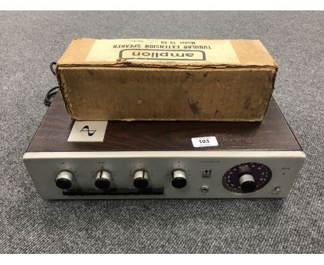 An Armstrong stereo tuner amplifier, together with Amplion tubular extension speaker model TC30. 