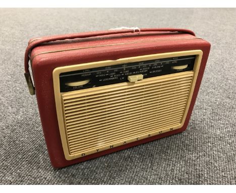 A vintage radio : Dynatron in red case. 