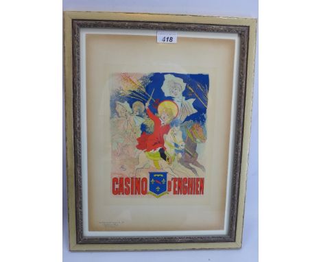Jules Cheret, a lithograph embossed in the plate, 'Casino D'Enghien' from 'Les Maitres De L'affiche Suite 1896', framed, H 48