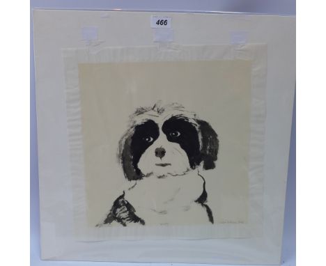 Talia Lehavi, an unframed Japanese ink portrait of a dog, titled 'Poppy', signed in pencil, H 50 x W 50cm 