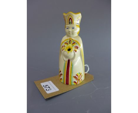 An early Royal Copenhagen ceramic candlestick holder in the form of a bishop. stamped Denmark to base with bee hive mark. H-1