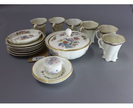 A Rosenthal porcelain tea set of six cups and saucers together with five pieces of Wedgwood. 