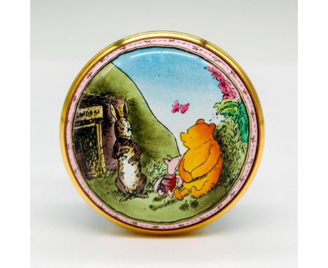 Hand painted enamel box with gilt edge screw top displaying Pooh, Piglet and Rabbit. Issued in a Limited Edition of 1500. Hal