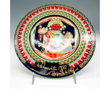 Brightly colored designed plate. Originally released during the holiday season. Signed by Artist. Rosenthal backstamp. This i
