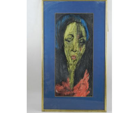 20th century Continental school, a head and shoulder portrait of a woman, charcoal and crayon on paper, unsigned. H.46cm W.20