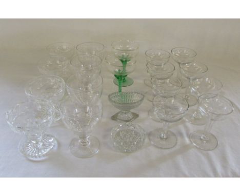 Selection of vintage champagne glasses etc