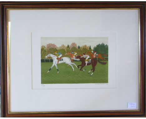 Limited edition lithograph of a horse racing scene entitled 'Flat out' by Vincent Haddelsey (1924-2010) signed and numbered i
