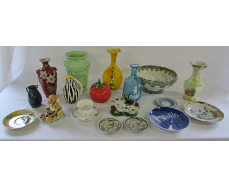 Various ceramics and glassware inc Burleigh Ware, Sylvac tomato pot, Mary Gregory style vase, Lafiore vase & Royal Copenhagen