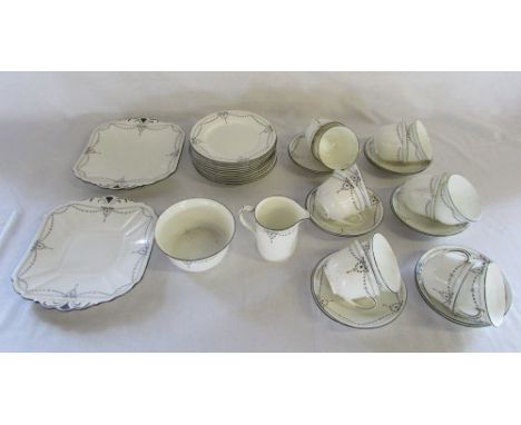 Shelley black and white part tea service
