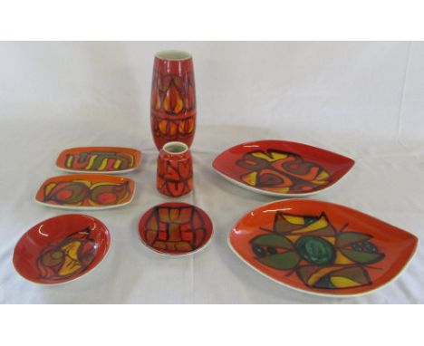 Various pieces of Poole pottery
