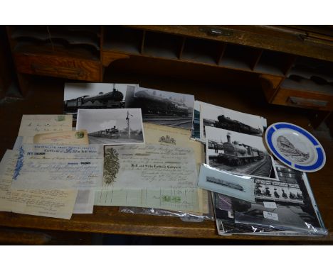 Collection of Local Railway Photographs and Documents Including Two Hull &amp; Selby Railway Company Share Certificates 1845 