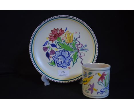 Two Pieces of Poole Pottery; Plate and a Beaker 