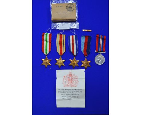 Four WWII Medal Including 8th Army Bar plus Box 