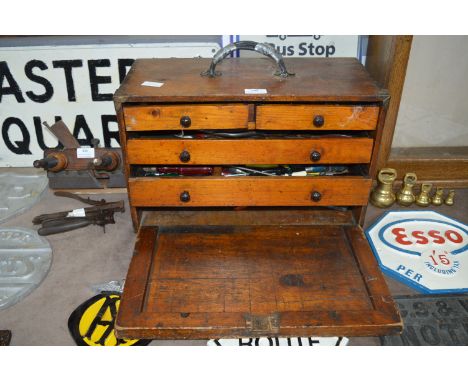 Victorian Wooden Traveling Toolbox with Tools 