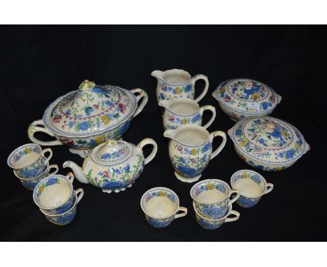 Nineteen Pieces of Masons Pottery; Tureens, Covered Dishes, Teapot, Cups, Jugs, etc. 
