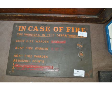 Enamel on Brass Fire Warden Sign 