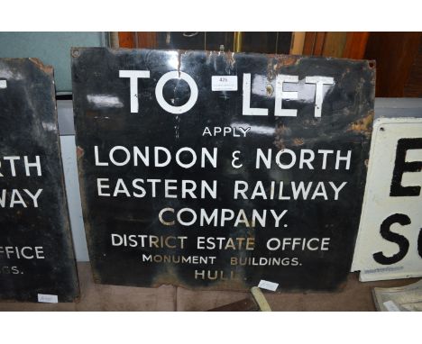  Enamel To Let Sign - LNER Hull 