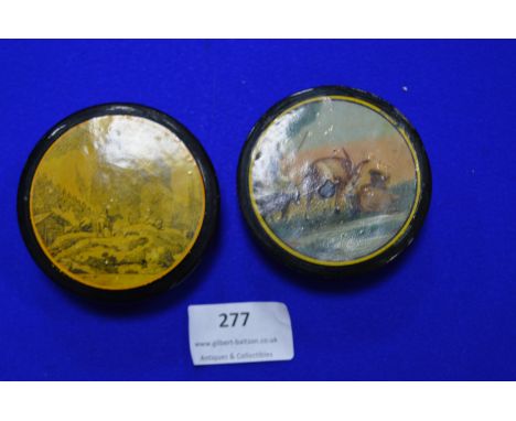 Paper Mache Snuff Box featuring a Mountain Scene 