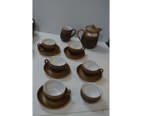 Part Denby Tea Service (14 Pieces), and a Brown Stoneware