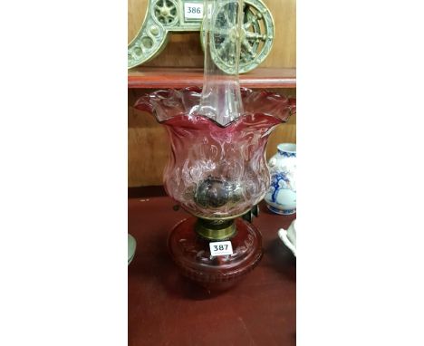 ANTIQUE RUBY OIL LAMP