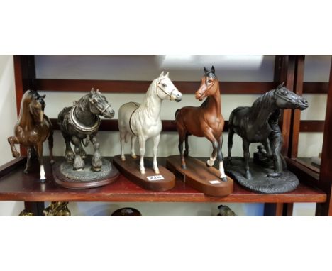 SHELF LOT OF HORSE FIGURES TO INCLUDE BESWICK