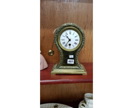 EDWARDIAN BRASS MANTLE CLOCK