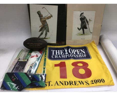 A collection of golfing and other sporting memorabilia.