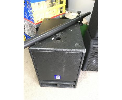 A DB Opera Sub12 subwoofer speaker and stand.