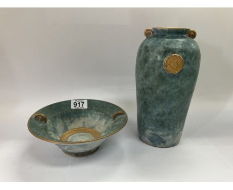 2 Studio pottery items with Celtic design, impresssed and printed marks.