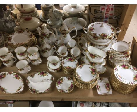 A Royal Albert tea and dinner service in Old Country Roses pattern.