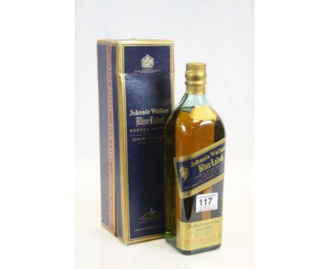 Bottle of Johnnie Walker Blue Label Scotch Whiskey, 75cl contained in it's original presentation box with booklet