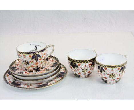 Three Victorian Royal Crown Derby Cups and Saucers together with Tea Plate, pattern no. 1519