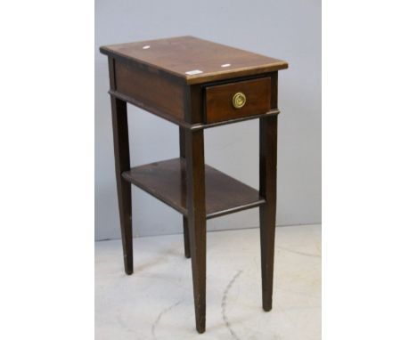 Victorian Mahogany Side Table with Single Drawer and Shelf Below, 31cms wide x 50cms deep x 74cms high