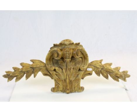 Plaster Scroll and Foliage Plaque / Finial, 70cms long