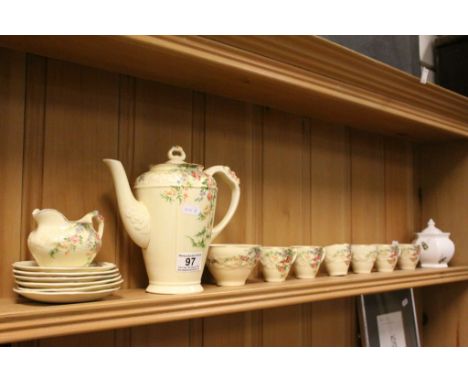 Crown Ducal ' Florentine ' Coffee Set comprising Coffee Pot, Six Coffee Cups and Saucers, Milk Jug and Sugar Bowl plus a Chin