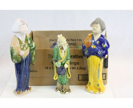Collection of Eleven Chinese / Asian Plaster and Ceramic Figures